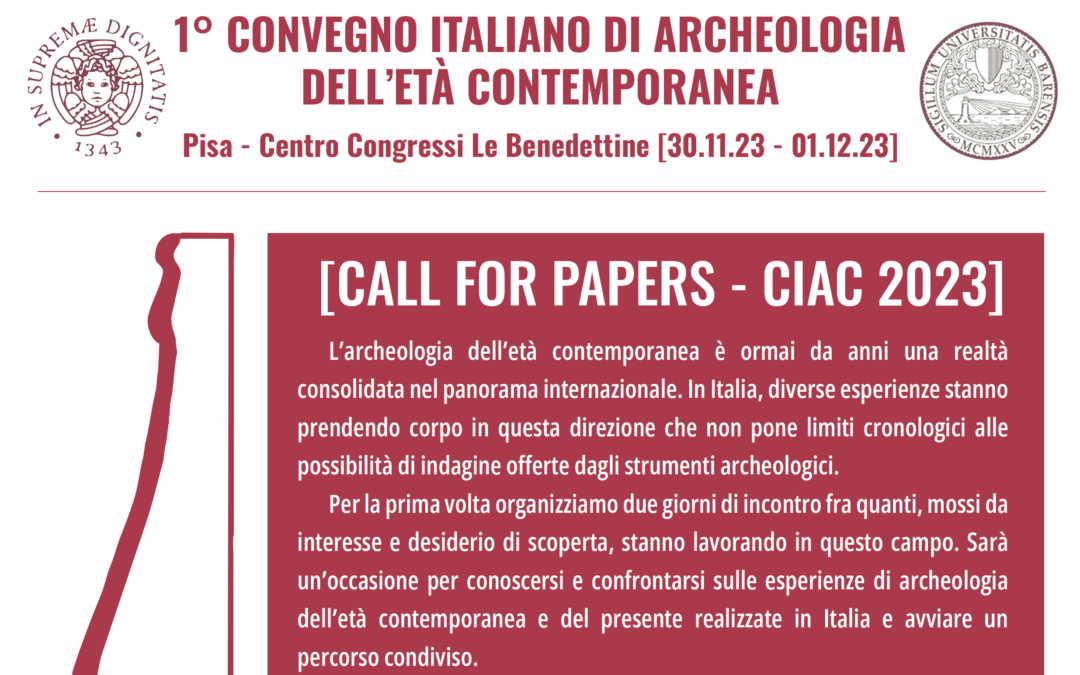 Il Laboratorio MAPPA organizza il 1° Convegno Italiano di Archeologia dell’Età Contemporanea (CIAC)!